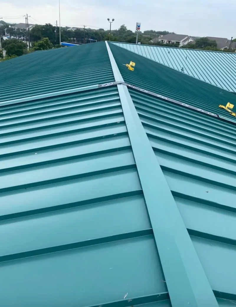 Green commercial metal roof ridge and valley for Metal Roof Repair in Aiken